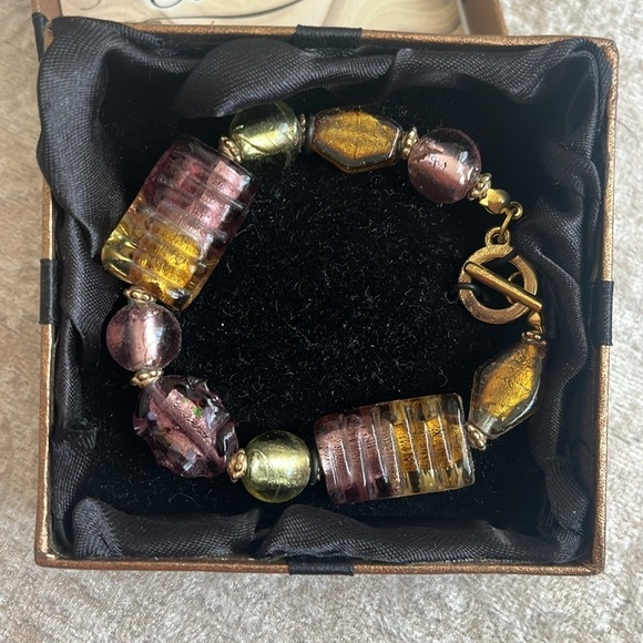Brand New The Artesian Collection Handcrafted Art Glass Bracelet Beaded European - Picture 4 of 14